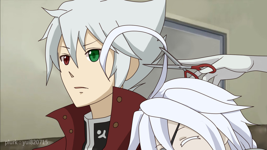 ragna the bloodedge and nu-13 (blazblue) drawn by yuinya_(chicken5536)