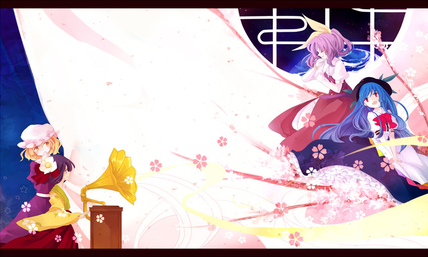 hinanawi tenshi, maribel hearn, hieda no akyuu, and watatsuki no yorihime (touhou) drawn by hanada_hyou