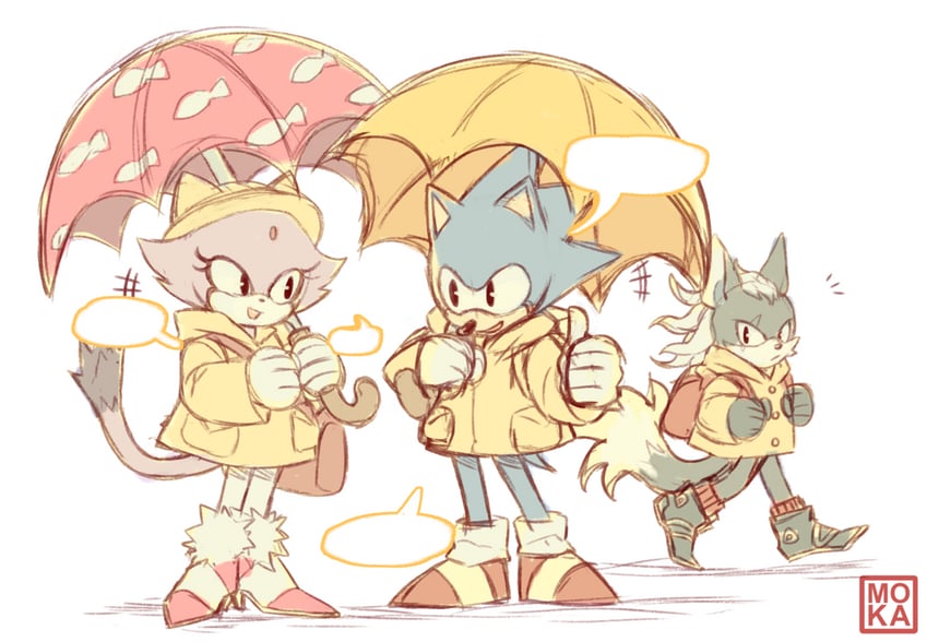 sonic the hedgehog, blaze the cat, and infinite (sonic and 1 more) drawn by moka_(coffeebear-sama)