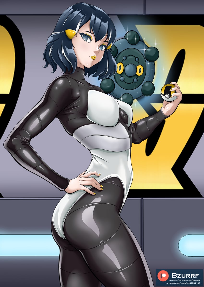 dawn and bronzor (pokemon and 1 more) drawn by bzurrf