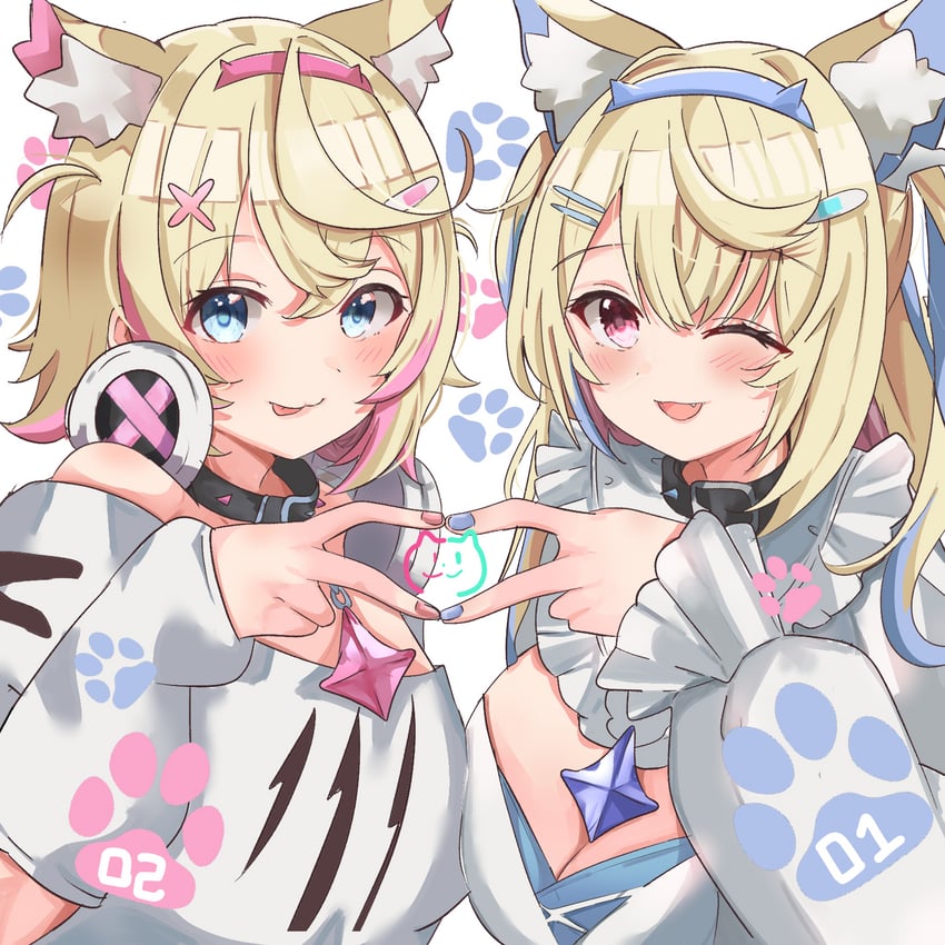 fuwawa abyssgard and mococo abyssgard (hololive and 1 more) drawn by saabyboi