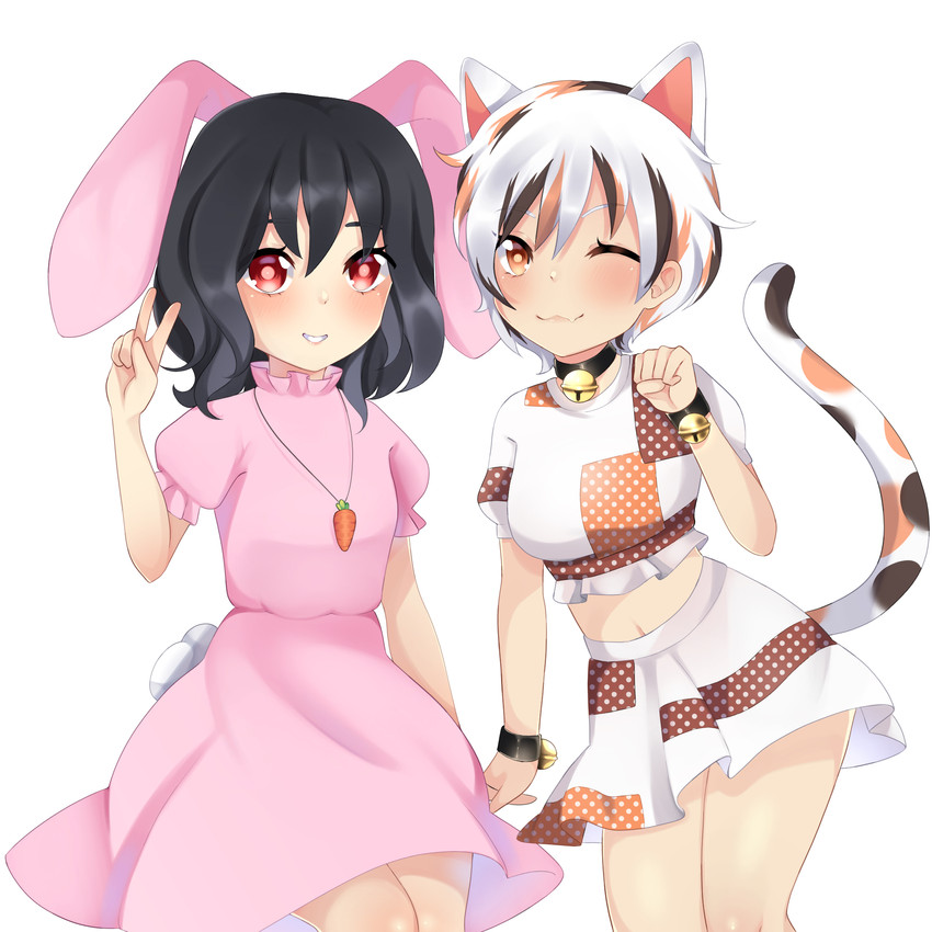 inaba tewi and goutokuji mike (touhou) drawn by hasu_ko