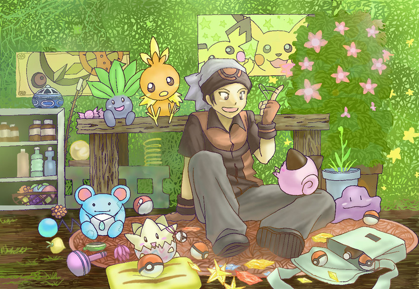 pikachu, brendan, torchic, pichu, ditto, and 6 more (pokemon and 1 more) drawn by kageboushi