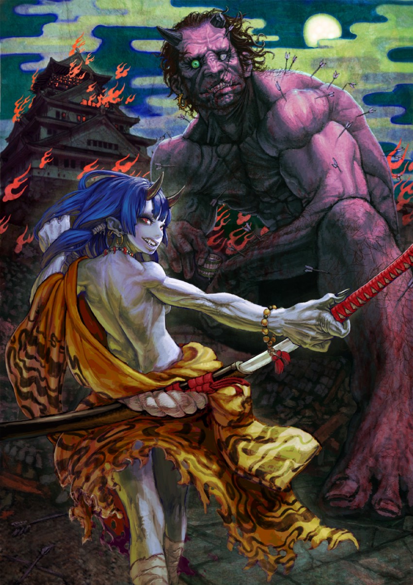 shuten douji and ibaraki douji (original and 1 more) drawn by jonpei