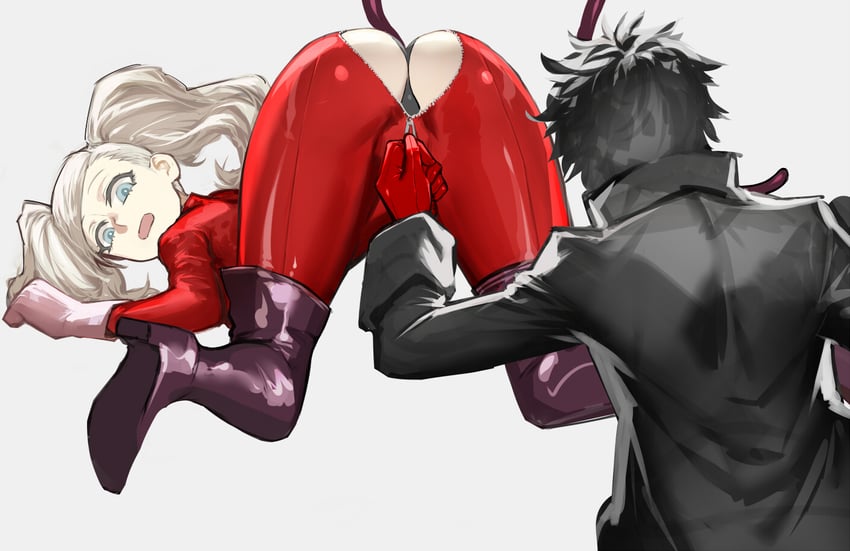 amamiya ren, takamaki anne, joker, and panther (persona and 1 more) drawn by kasei_yukimitsu