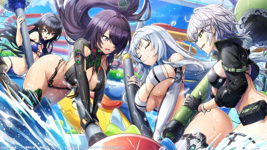 kan'u unchou, chouun shiryuu, hagane otsuki, and sarah anthony (ikkitousen and 1 more) drawn by ootomo_takuji