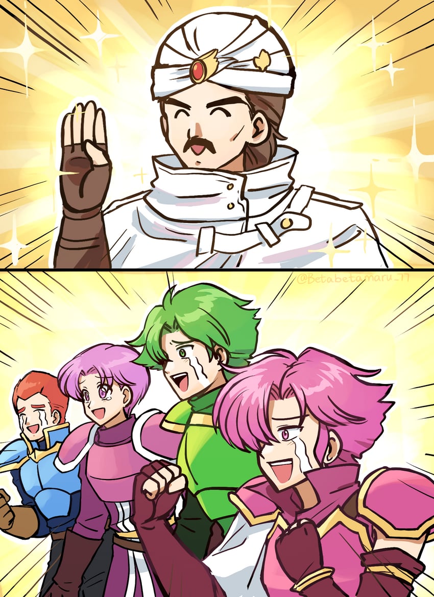 hardin, vyland, wolf, sedgar, and roshea (fire emblem and 3 more) drawn by betabetamaru