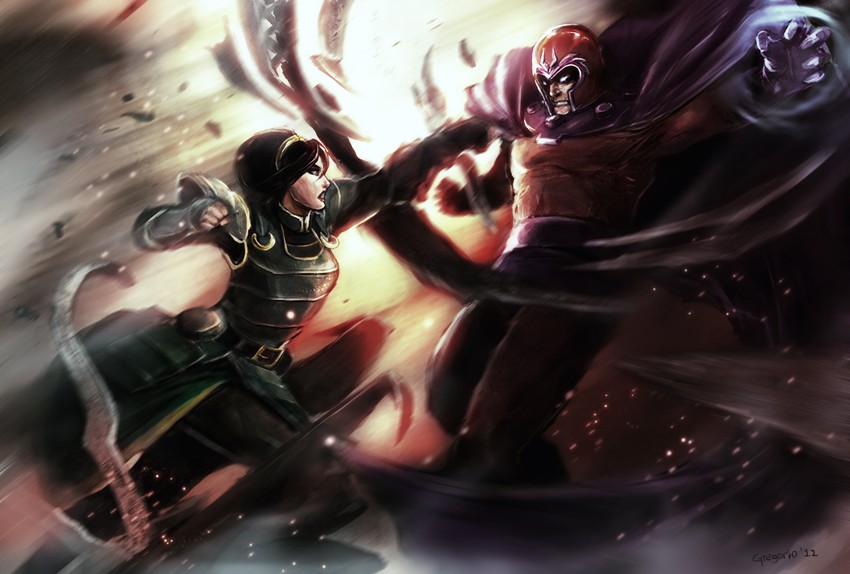 toph beifong and magneto (marvel and 2 more) drawn by julian-grei