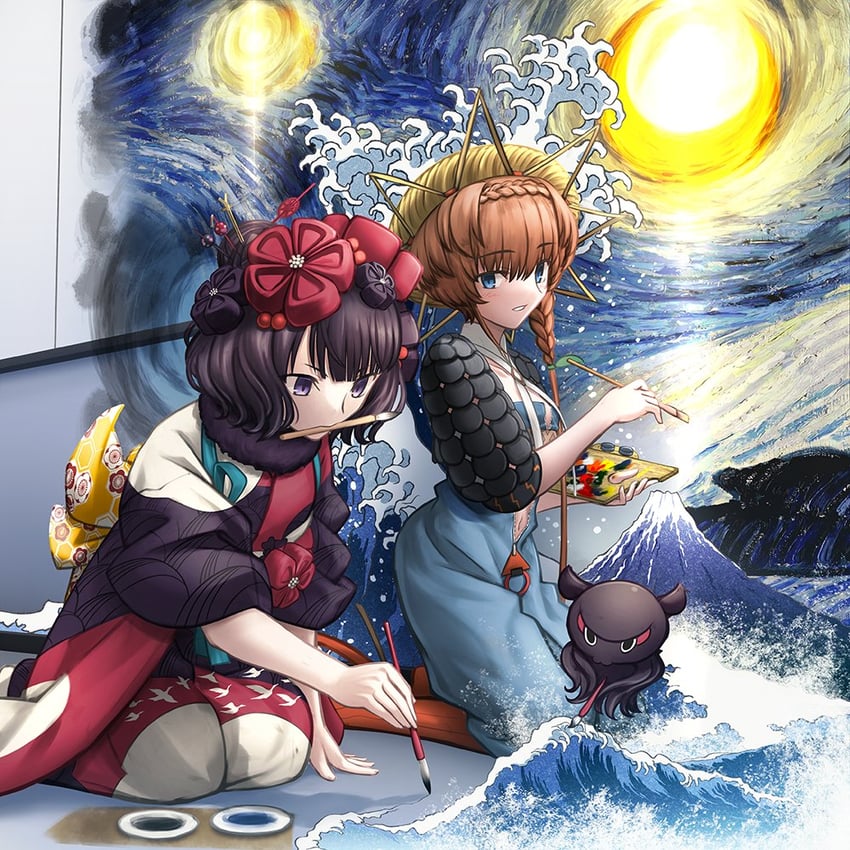 katsushika hokusai, tokitarou, and van gogh (fate and 3 more) drawn by shoori_(migiha)