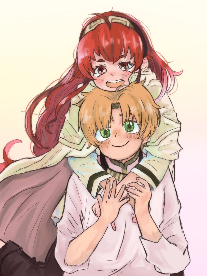 eris greyrat and rudeus greyrat (mushoku tensei) drawn by bnbn_ukauka
