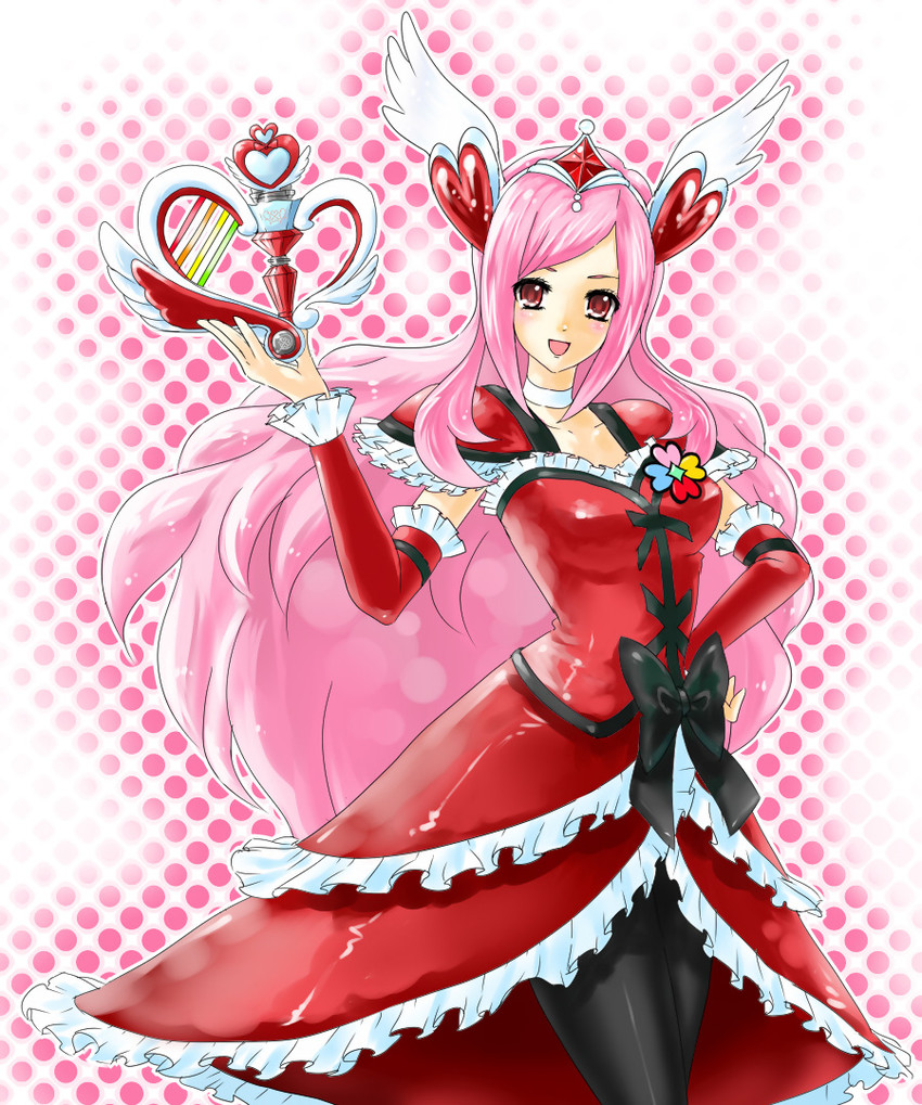 higashi setsuna and cure passion (precure and 1 more) drawn by owarine_miku