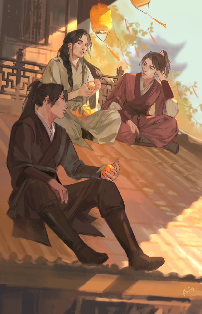 xu shuanglin, luo fenghua, and nangong liu (erha he ta de bai mao shizun) drawn by lettch