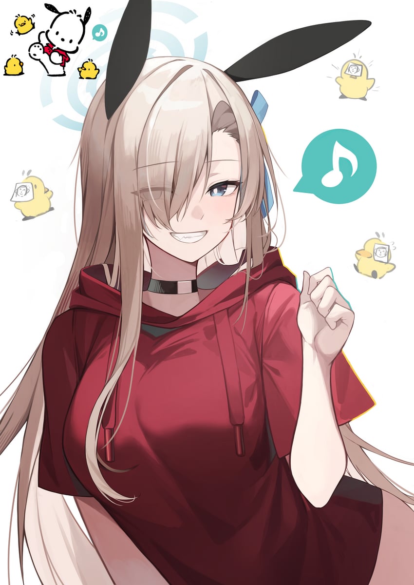 asuna, pochacco, and pi-chan (blue archive and 1 more) drawn by siwa_(st_ekfrlfkep)