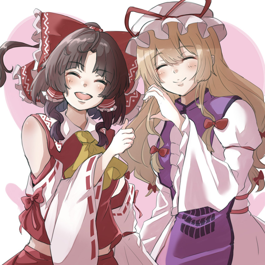 hakurei reimu and yakumo yukari (touhou) drawn by gumi_(fwjn7284)