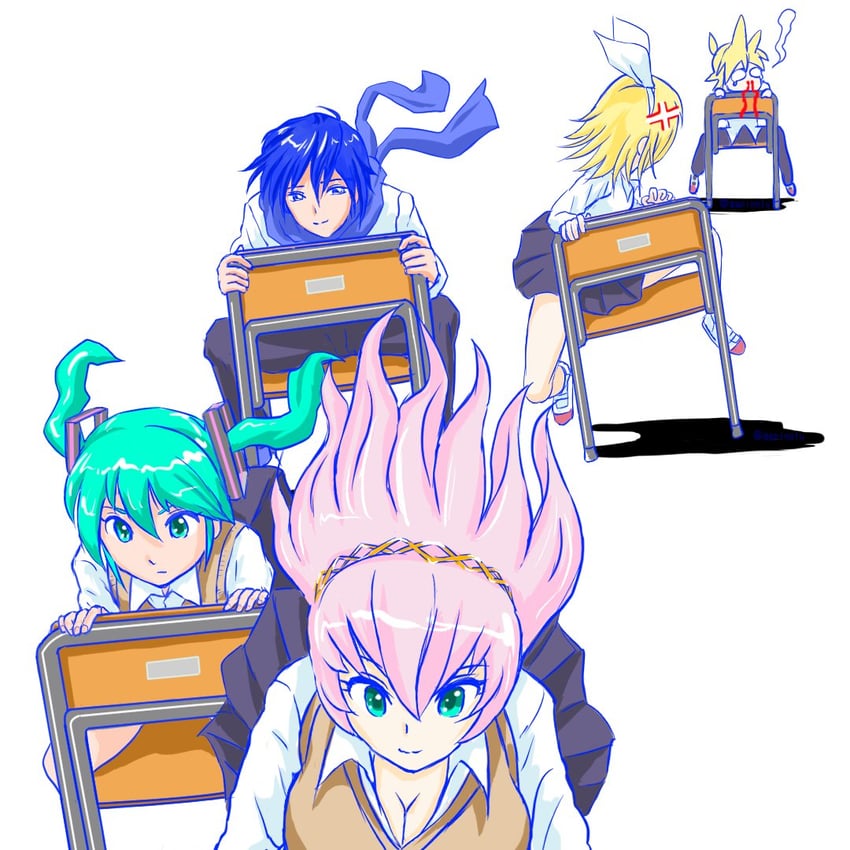 hatsune miku, kagamine rin, kagamine len, megurine luka, and kaito (vocaloid) drawn by gapinelu