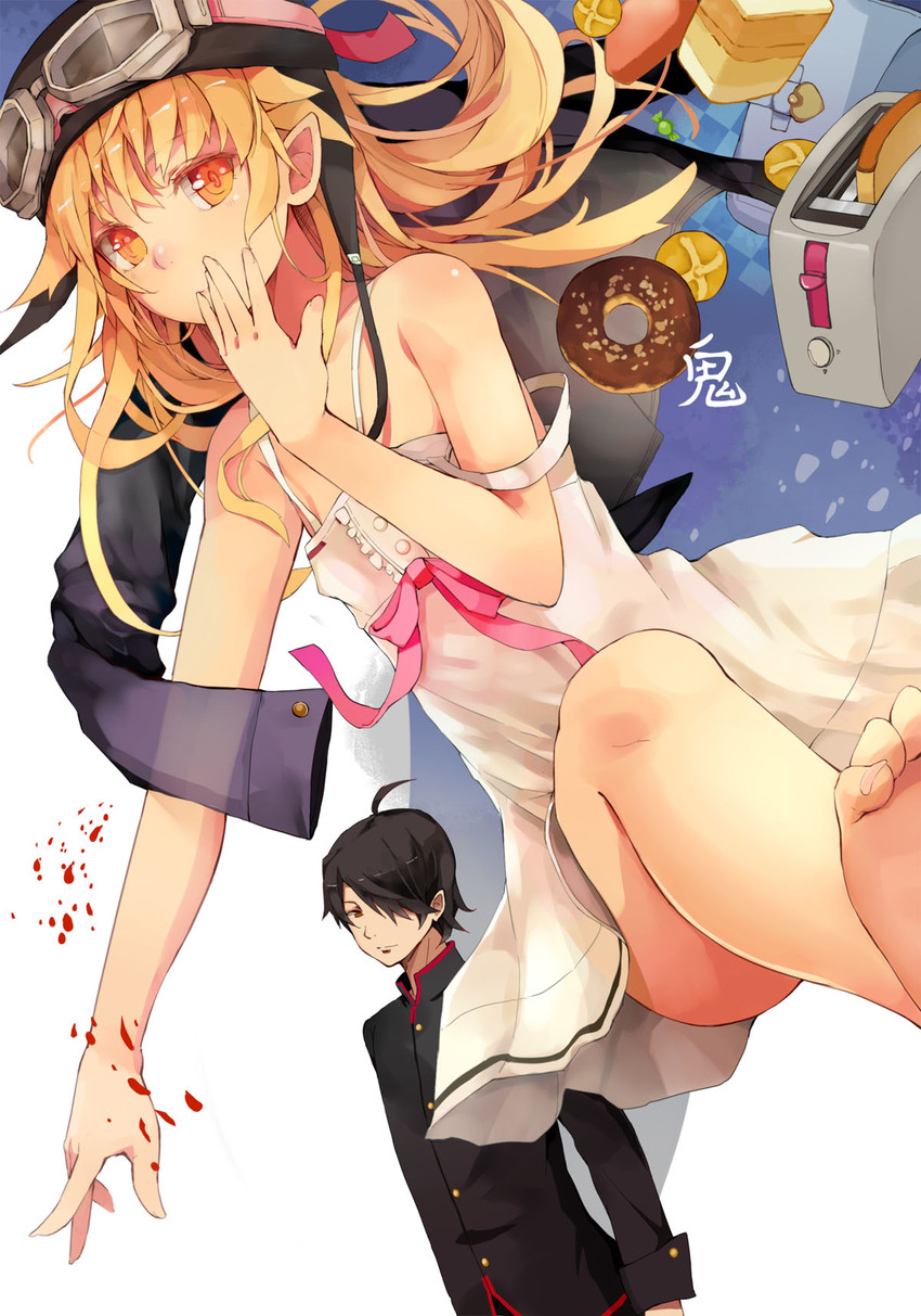 oshino shinobu and araragi koyomi (monogatari and 1 more) drawn by evers