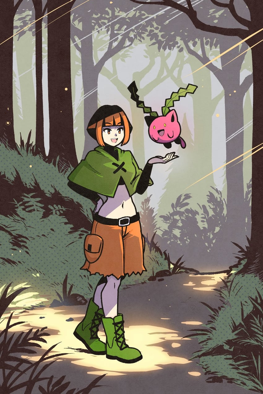hoppip and gardenia (pokemon and 1 more) drawn by akairiot