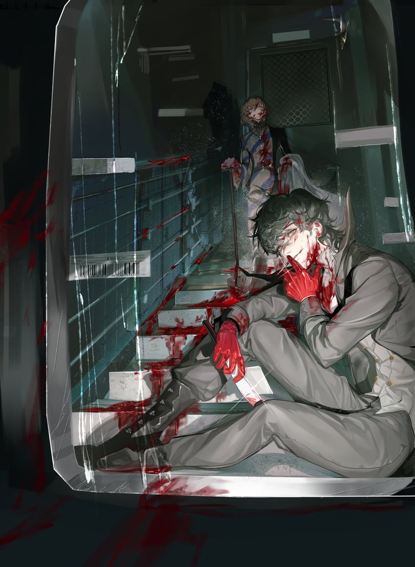 amamiya ren, akechi gorou, joker, and black mask (persona and 1 more) drawn by baicumikuo