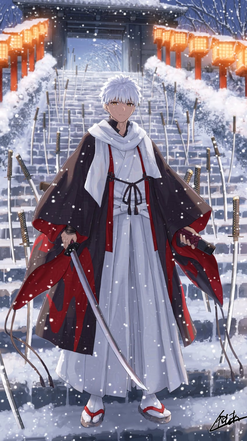 emiya shirou and senji muramasa (fate and 1 more) drawn by kamo_ashi