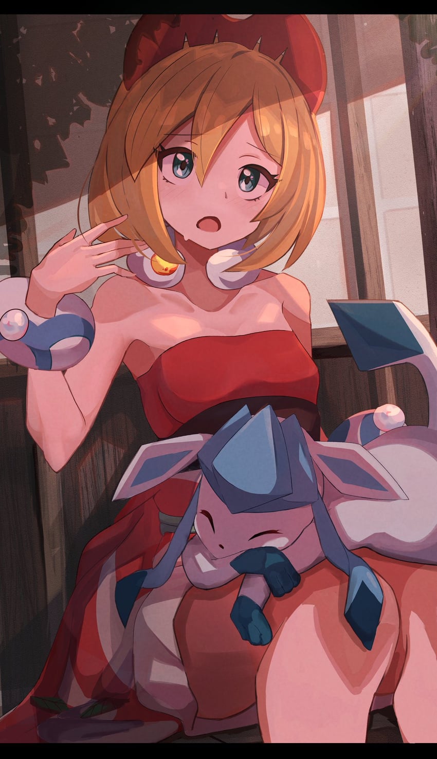 glaceon and irida (pokemon and 1 more) drawn by umiru