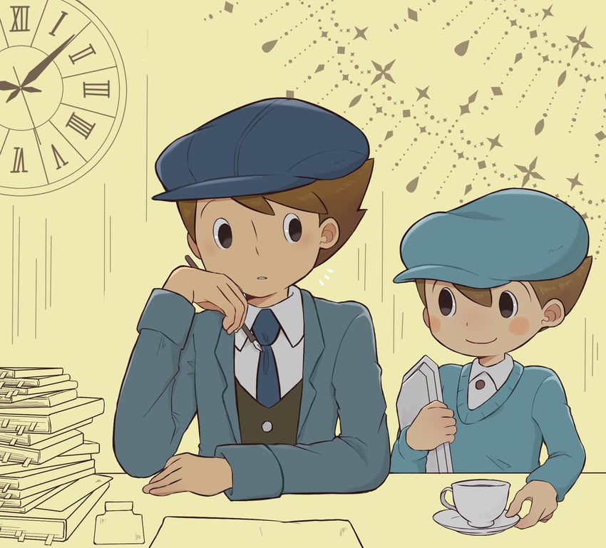 luke triton and future luke (professor layton and 1 more) drawn by kiwami_(kiwamimuneko)