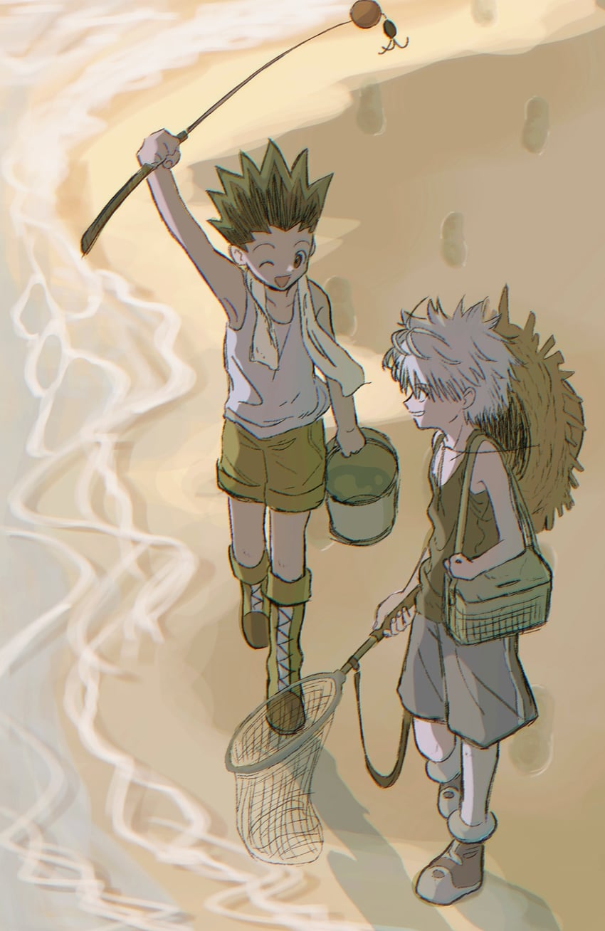 killua zoldyck and gon freecss (hunter x hunter) drawn by thicopoyo
