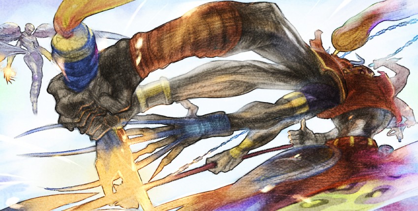 gilgamesh and necrophobe (final fantasy and 1 more) drawn by hrpe