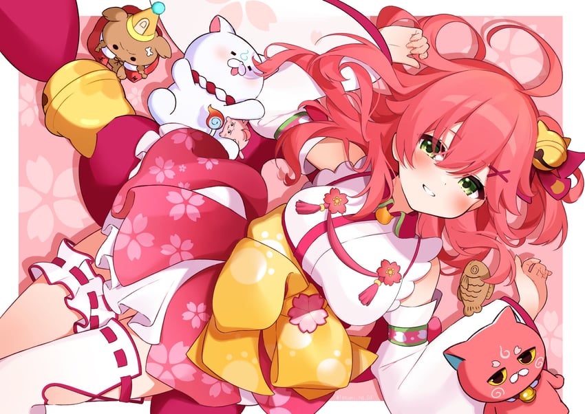 sakura miko, inugami korone, 35p, and kintoki (hololive) drawn by takumin_dx