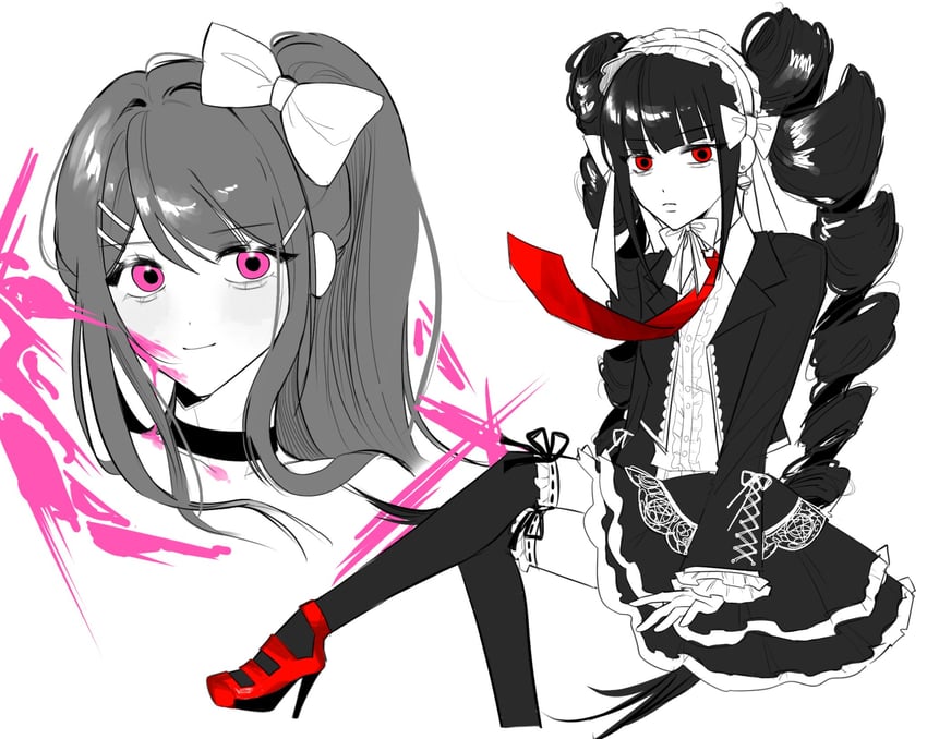 celestia ludenberg and maizono sayaka (danganronpa and 1 more) drawn by gaebeung-i