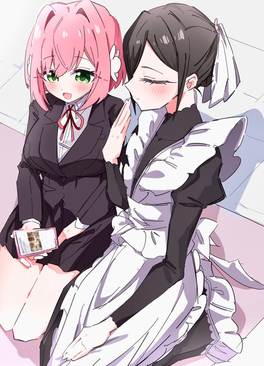 hanazono hakari and meido mei (kimi no koto ga dai dai dai dai daisuki na 100-nin no kanojo) drawn by mi_ga
