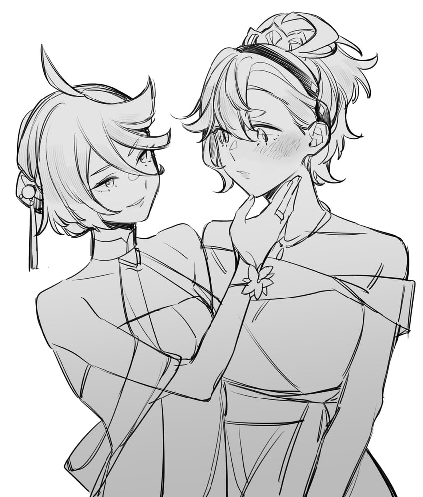 suletta mercury and miorine rembran (gundam and 1 more) drawn by zhuotian