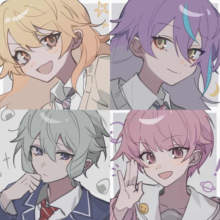 ootori emu, tenma tsukasa, kusanagi nene, and kamishiro rui (project sekai) drawn by hisakawa_sora