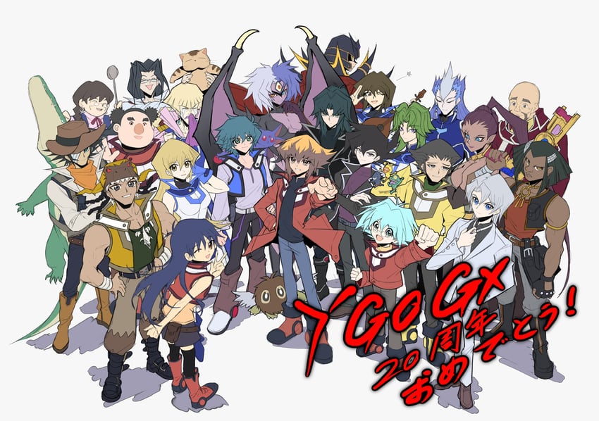 yuki judai, tenjouin asuka, manjoume jun, yubel, johan andersen, and 24 more (yu-gi-oh! and 1 more) drawn by ditto_(specular)