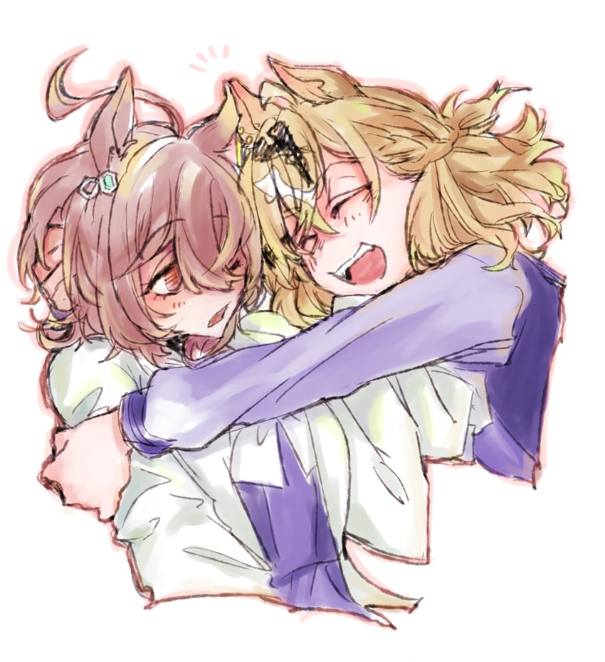 agnes tachyon and jungle pocket (umamusume) drawn by rogro_hakaosita