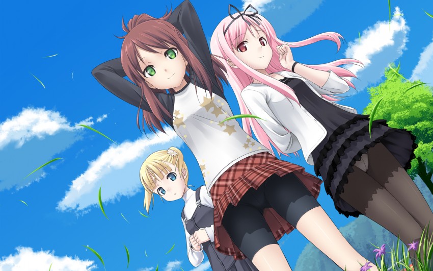 himemiya ruri, hoshino erika, and suzumura azami (garden) drawn by takayaki