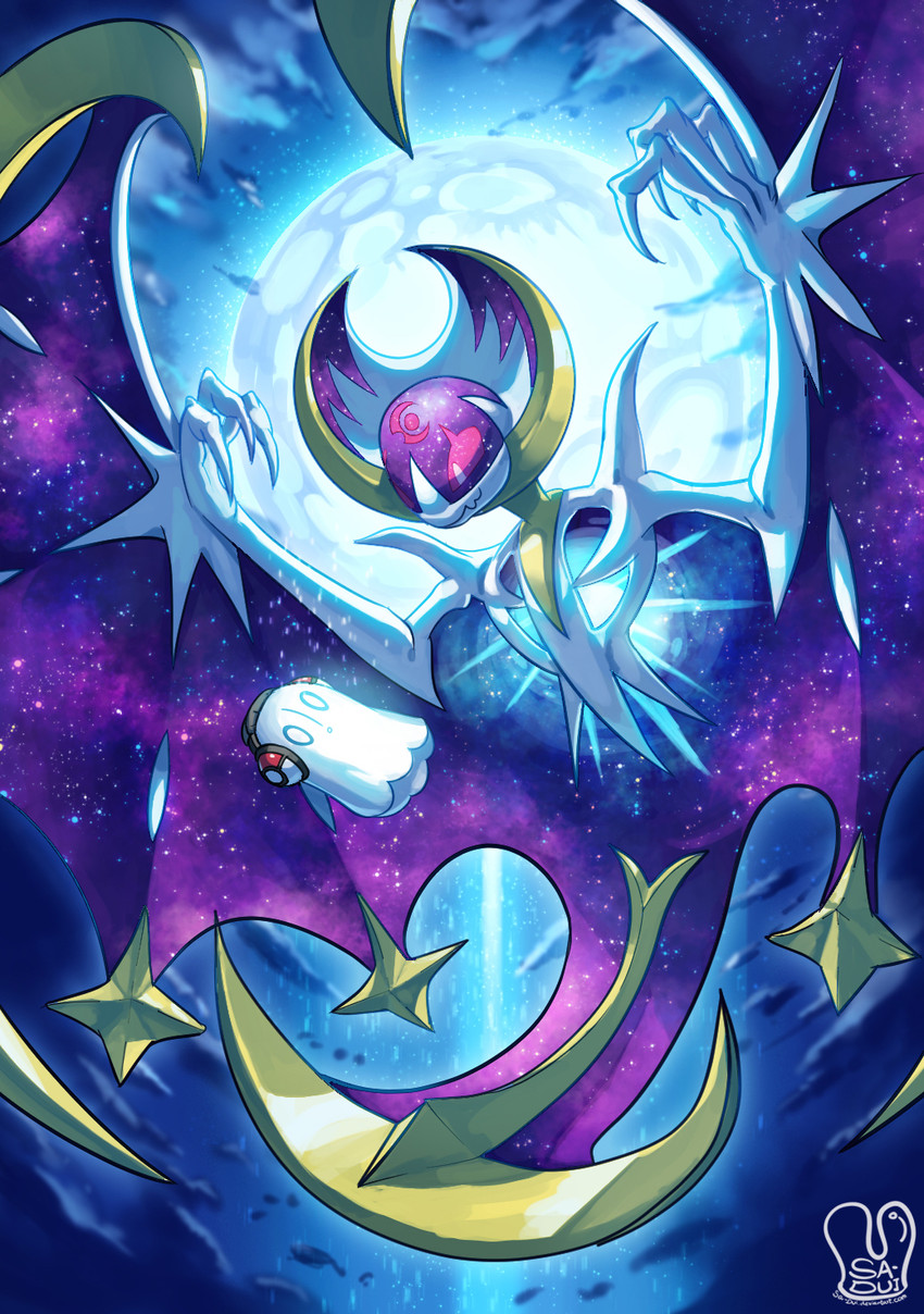 lunala and napstablook (pokemon and 1 more) drawn by sa-dui