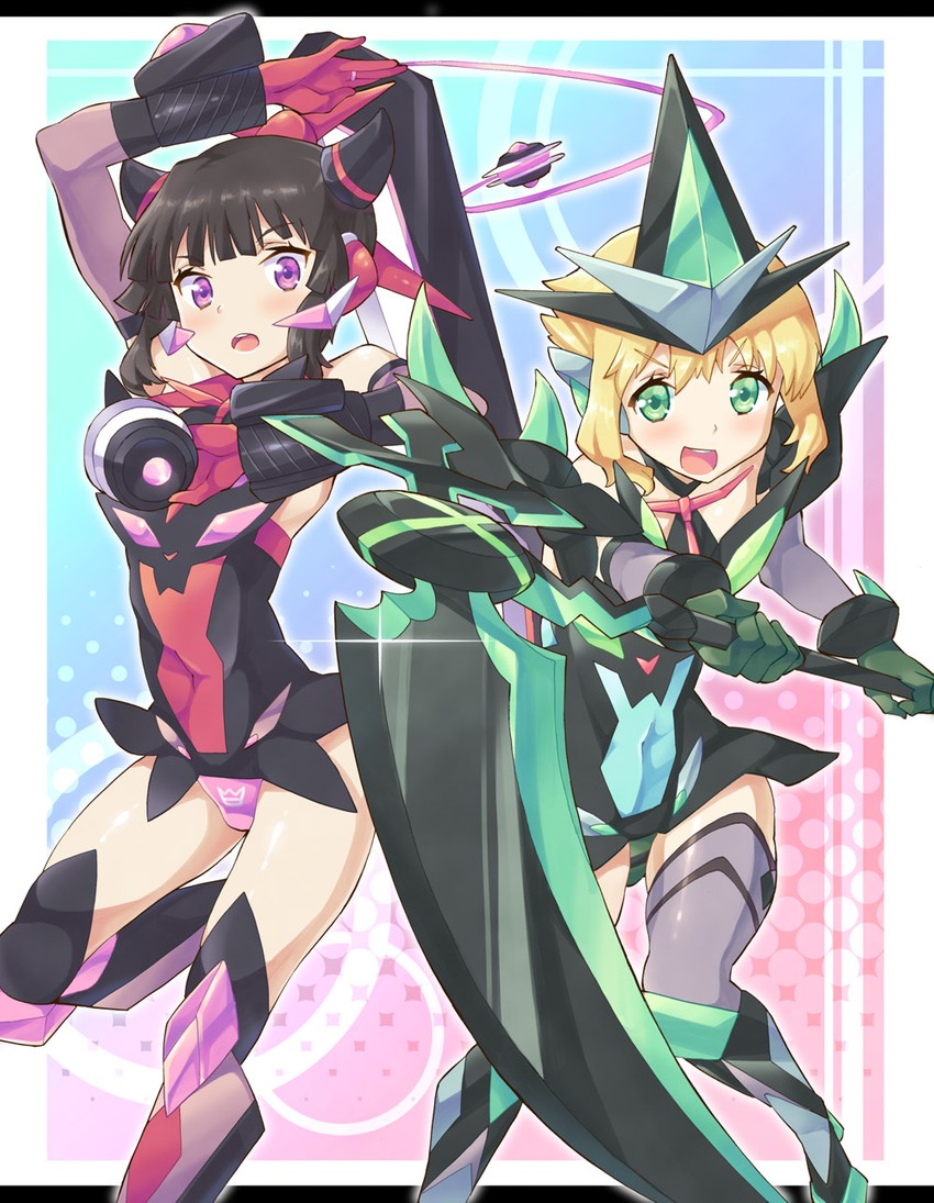 akatsuki kirika and tsukuyomi shirabe (senki zesshou symphogear) drawn by takano_itsuki
