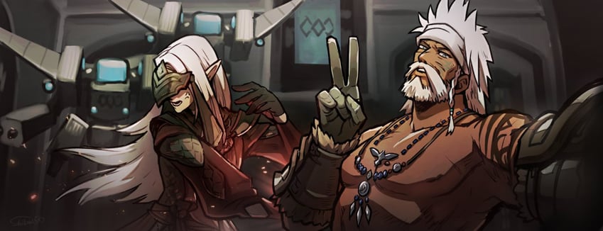 lyon rem helsos and sadr rem albeleo (final fantasy and 1 more) drawn by shiba156_ff14