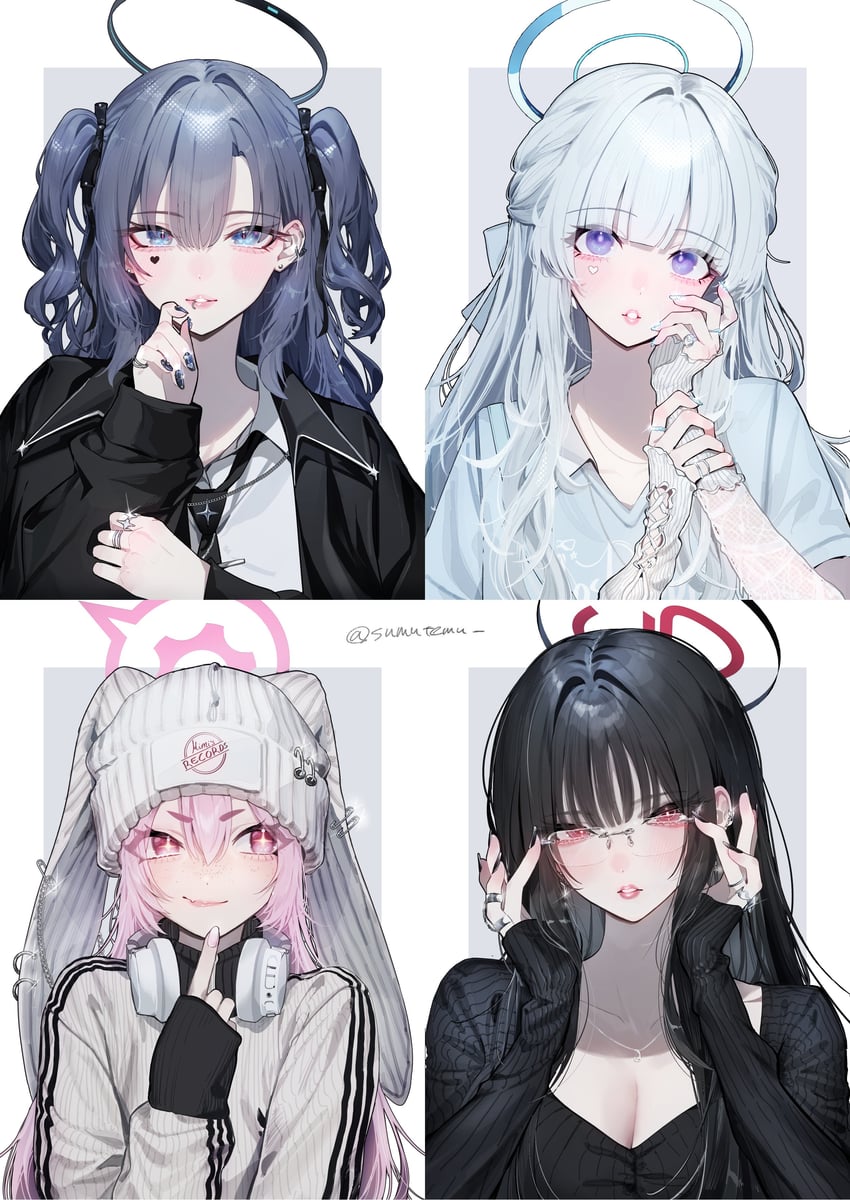 yuuka, rio, noa, and koyuki (blue archive) drawn by kamiyama_sumu