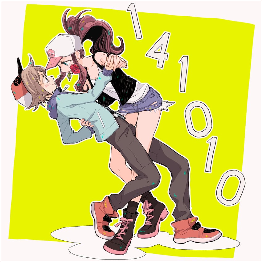 hilda and hilbert (pokemon and 1 more) drawn by shigeru