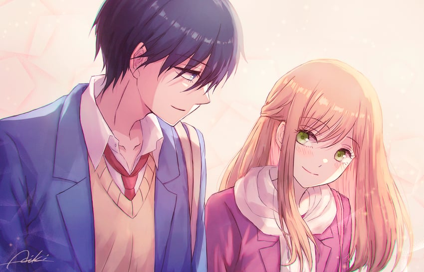 kinoshita akane and yamada akito (yamada-kun to lv999 no koi wo suru) drawn by lira_mist
