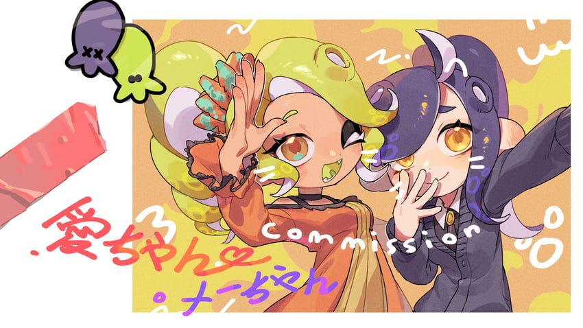 octoling player character and octoling girl (splatoon and 1 more) drawn by rrreunion4