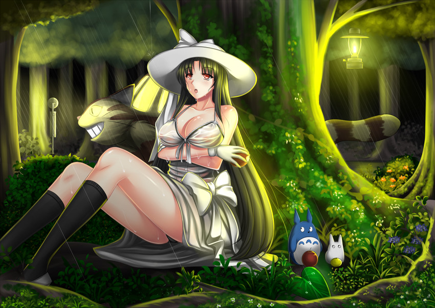 totoro, hasshaku-sama, and nekobus (tonari no totoro and 1 more) drawn by shibata_rai