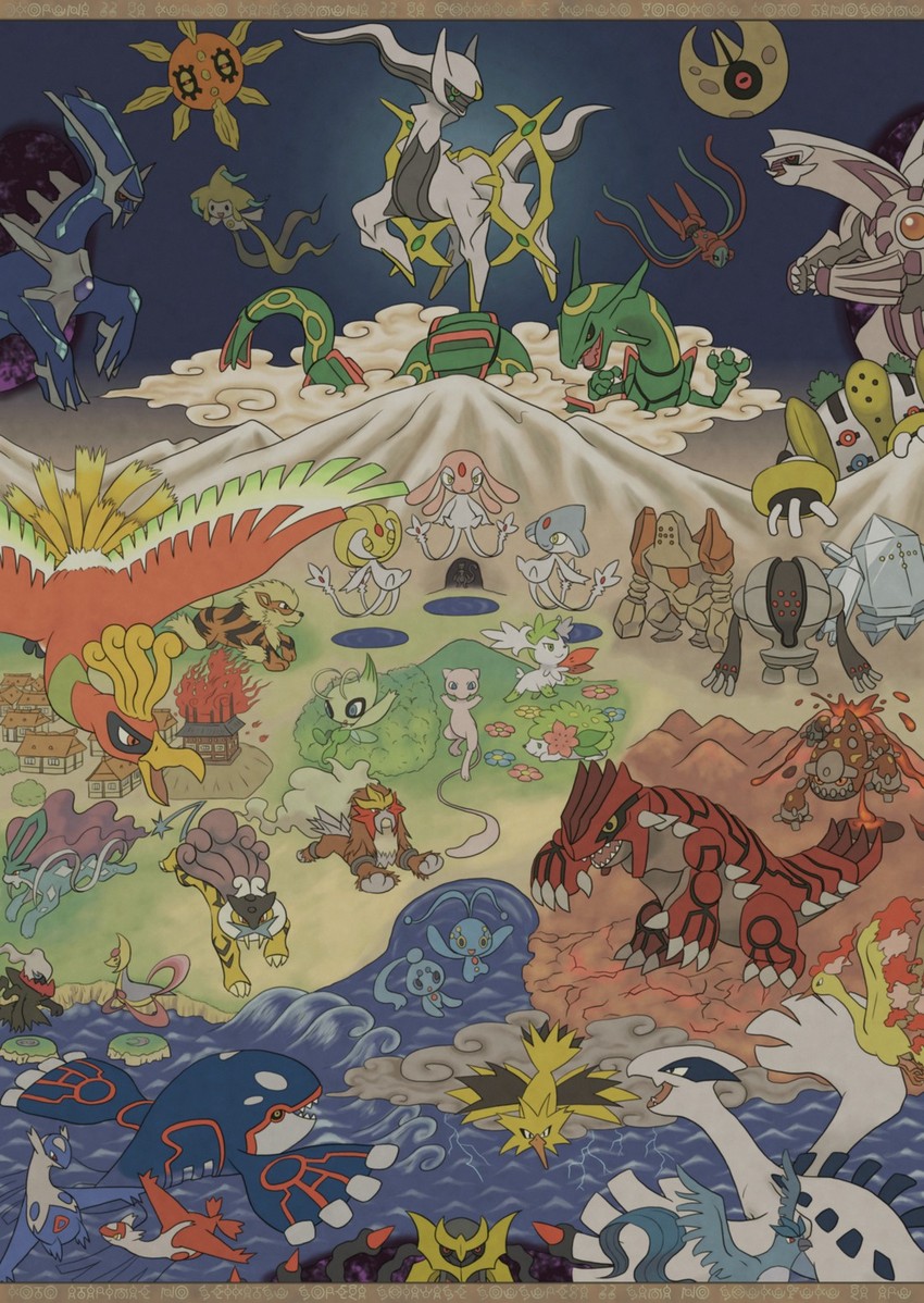 jirachi, mew, latias, mewtwo, latios, and 51 more (pokemon) drawn by mijinko_(barabadge)