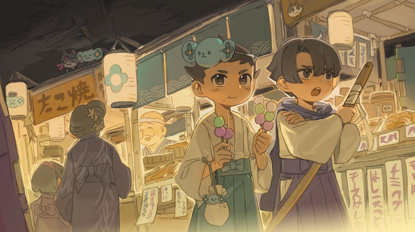 ryunosuke naruhodo, kazuma asogi, chuunosuke, and nyasogi (ace attorney and 1 more) drawn by mikyo_u