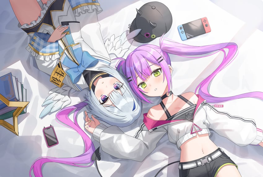 tokoyami towa and amane kanata (hololive) drawn by beomko