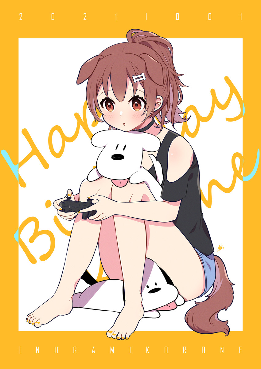 inugami korone, hoso-inu, and futo-inu (hololive) drawn by nanawo_(7nanawo)