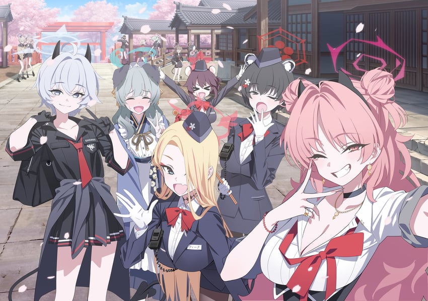 tsubaki, kirara, kaede, erika, umika, and 1 more (blue archive)