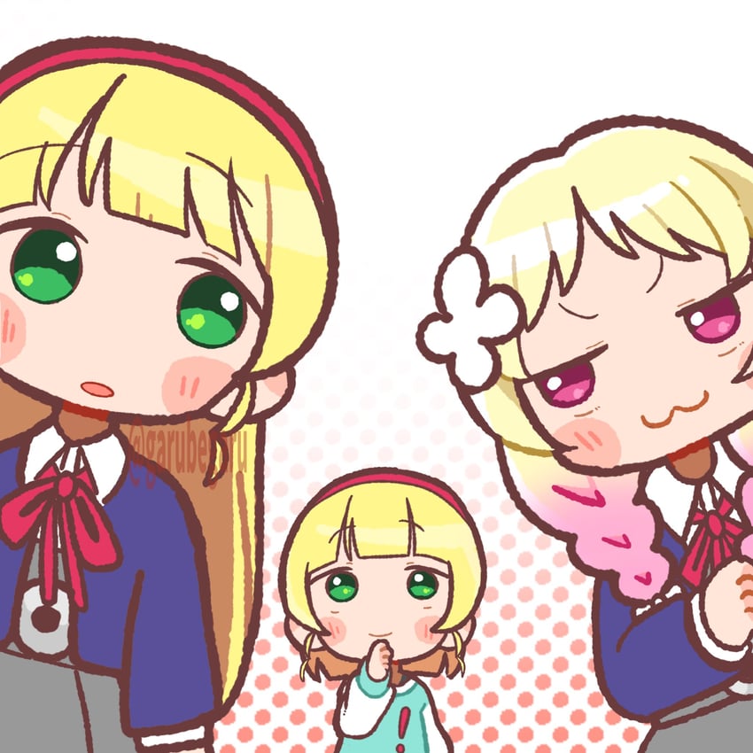 heanna sumire, onitsuka natsumi, and heanna sumire's sister (love live! and 1 more) drawn by henyomen