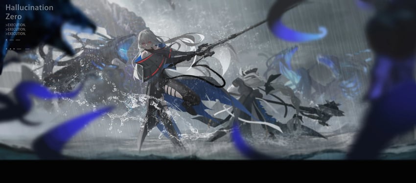skadi, specter, specter the unchained, and seaborn (arknights) drawn by hzw3
